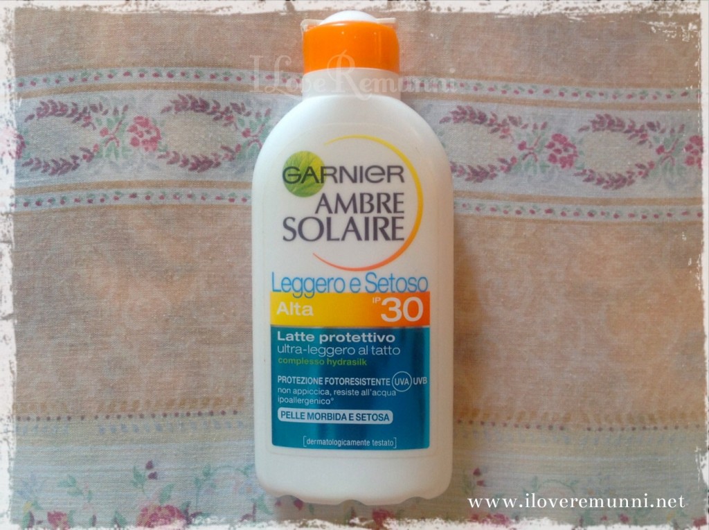 Garnier-leggero-setoso-latte-solare-spf-30-opinione-recensione-inci-ambre-solaire