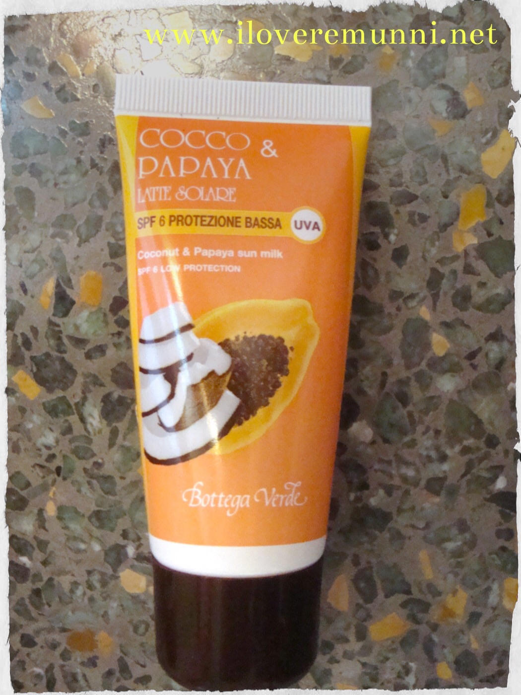 Bottega-verde-latte-solare-abbronzatura-intensa-cocco-papaya-spf-6-opinione-recensione-inci