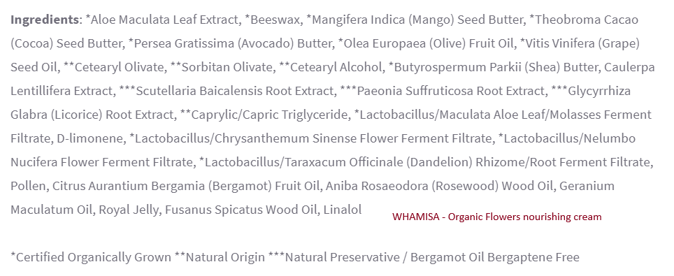 whamisa-inci-organic-flowers-nourishing-cream-opinione-recensione-crema-viso