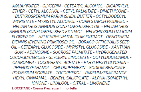 L'OCCITANE-inci-Crema-Précieuse-Immortelle-opinioni-recensione